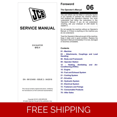 JCB 67C-1 EXCAVATOR SERVICE REPAIR MANUALS